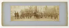 Panorama: group portrait of soldiers from the 97th battalion, 1870. Creator: Andre-Adolphe-Eugene Disderi