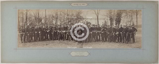 Panorama: group portrait of soldiers from Commander Poisson's 100th Battalion, 1870. Creator: Andre-Adolphe-Eugene Disderi.