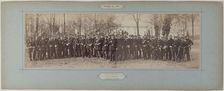 Panorama: group portrait of soldiers from Commander Poisson's 100th Battalion, 1870. Creator: Andre-Adolphe-Eugene Disderi