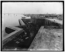 Panorama from Fort Marion, showing Fort, bay and city, between 1880 and 1897. Creator: William H. Jackson