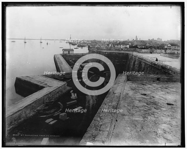 Panorama from Fort Marion, showing Fort, bay and city, between 1880 and 1897. Creator: William H. Jackson.