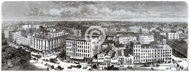 Panorama of Chicago from the top of the City Hall, USA, 1871. Artist: Unknown