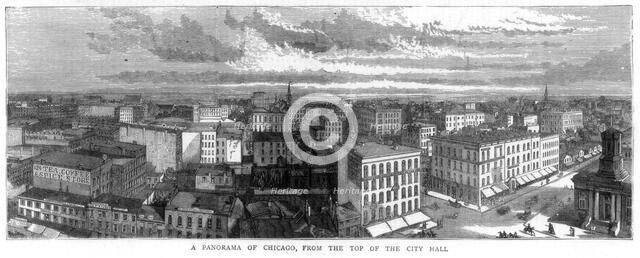 Panorama of Chicago from the top of the City Hall, USA, 1871. Artist: Unknown