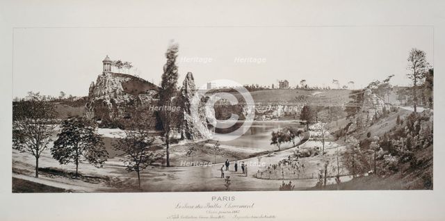 Panorama of Buttes-Chaumont park, 19th arrondissement, Paris, 1867. Creator: Unknown.