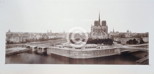 Panorama of eastern tip of Ile de la Cite, 4th arrondissement, Paris, between 1860 and 1870. Creator: Unknown.