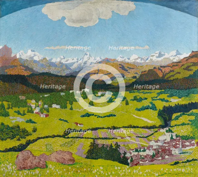 Panorama of Flims. Triptych, central panel, 1904. Creator: Giacometti, Giovanni (1868-1933).