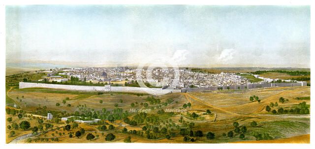 Panorama of Jerusalem, c1870.Artist: W Dickens