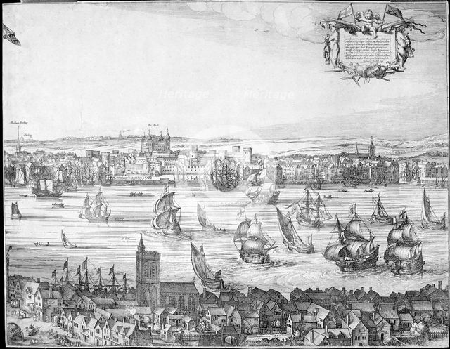 Panorama of London, 1616.                                               Artist: Claes Jansz Visscher
