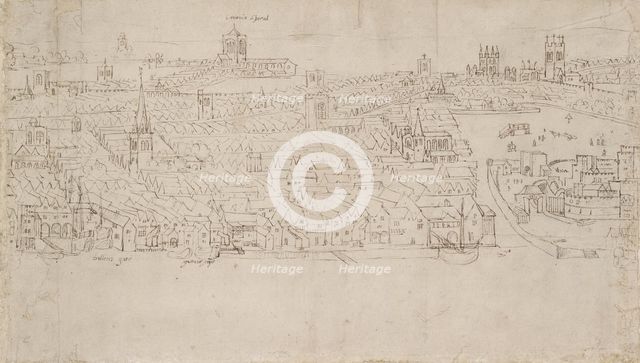 Panorama of London as seen from Southwark: Billingsgate to Tower Wharf, 1554. Artist: Anthonis van den Wyngaerde.