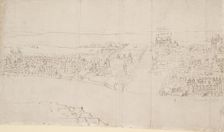 Panorama of London as seen from Southwark: Durham House to Barnard's Castle, 1554. Artist: Anthonis van den Wyngaerde