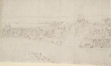 Panorama of London as seen from Southwark: Durham House to Barnard's Castle, 1554. Artist: Anthonis van den Wyngaerde