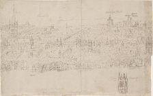 Panorama of London as seen from Southwark: St Paul's Cathedral, 1554. Artist: Anthonis van den Wyngaerde