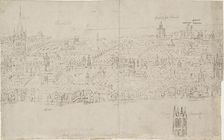 Panorama of London as seen from Southwark: St Paul's Cathedral, 1554. Artist: Anthonis van den Wyngaerde