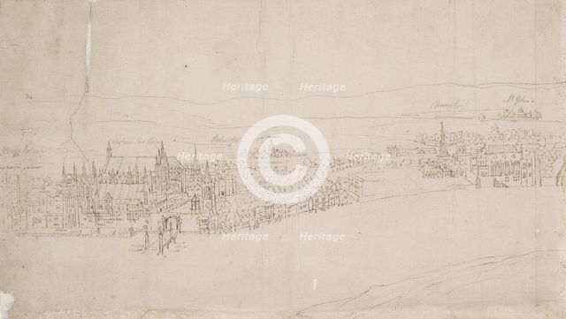 Panorama of London as seen from Southwark: Westminster, 1554. Artist: Anthonis van den Wyngaerde.