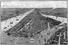 Panorama of New York, USA, 1892.Artist: Berteault