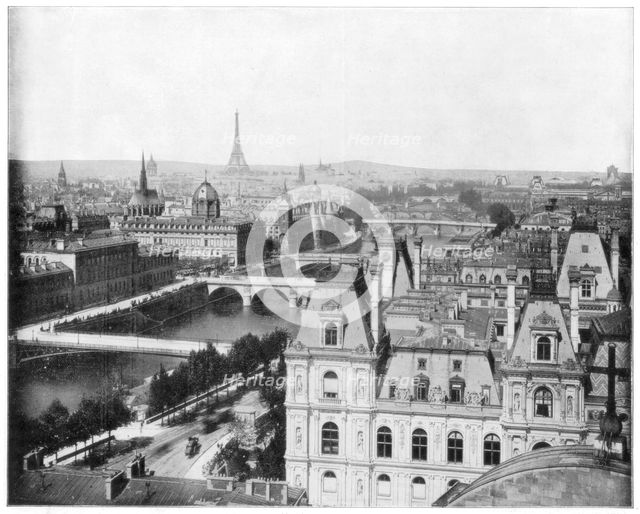 Panorama of Paris, France, late 19th century.Artist: John L Stoddard