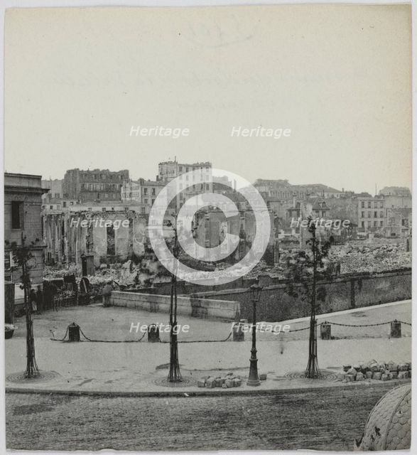 Panorama of the burnt-out La Villette docks, 19th arrondissement, Paris, 1871. Creator: Hippolyte Blancard.