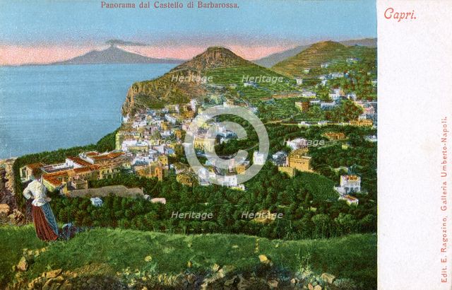 Panorama of the Castello di Barbarossa, Capri, Italy, early 20th century(?). Artist: Unknown