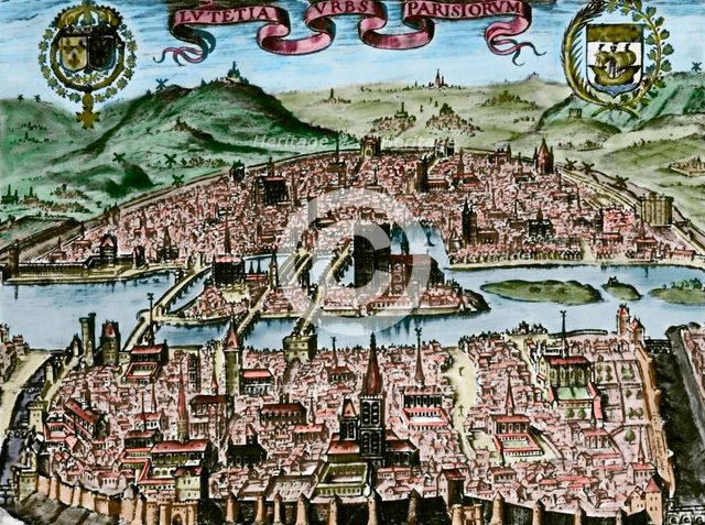 Panorama of the city, Paris, France, late 16th century.   Creator: Unknown.