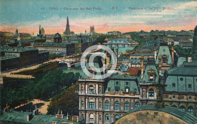 Panorama of the Eight Bridges, Paris, c1920. Artist: Unknown.