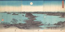 Panorama of the Eight Views of Kanasawa under a Full Moon, 1857., 1857. Creator: Ando Hiroshige