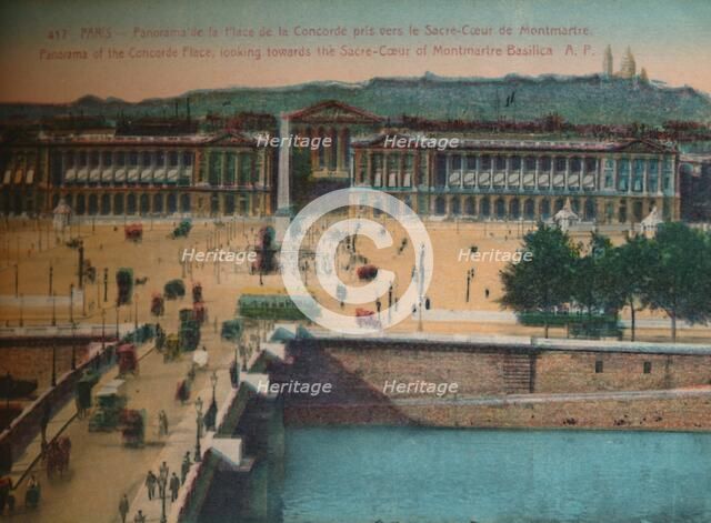 Panorama of the Place de la Concorde, looking towards the Sacré-Coeur Basilica in Montmartre, Paris, Artist: Unknown.