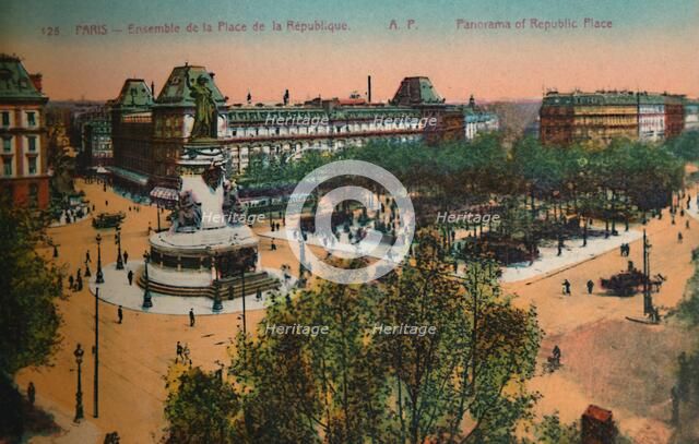 Panorama of the Place de la Republique, Paris, c1920. Artist: Unknown.