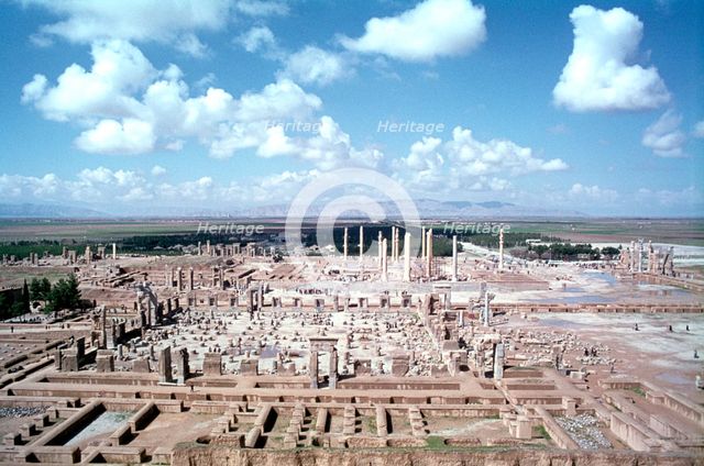 Panorama of the ruins of Persepolis, Iran. Creator: Vivienne Sharp.
