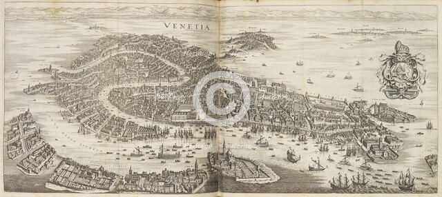 Panorama of Venice. From Newe Archontologia cosmica by Johann Ludwig Gottfried, 1646. Creator: Merian, Matthäus, the Elder (1593-1650).