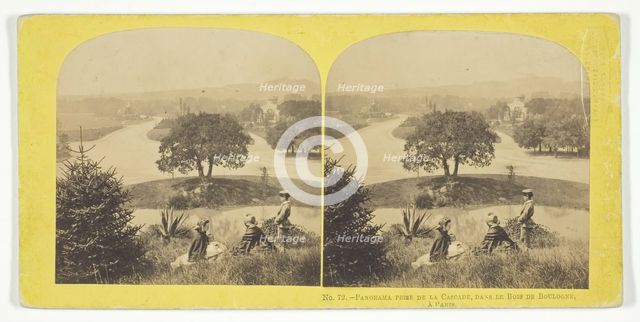 Panorama Prise de la Cascade, dans le Bois de Boulogne, A Paris, late 19th century. Creator: London Stereoscopic & Photographic Co.