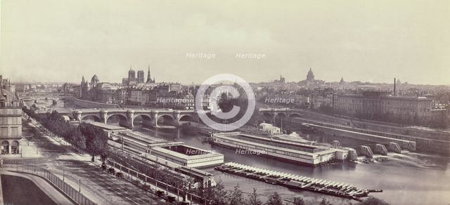 Panorama pris du Louvre montrant les quais de la Seine, le Pont-Neuf et l'hôtel de la...c1845-1858. Creators: Frederic Martens, Goupil and Co.
