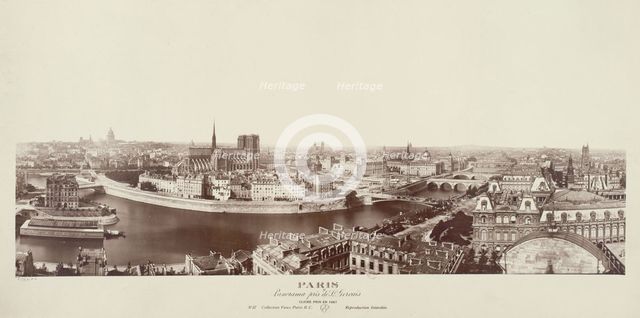 Panorama - Quai Malaquai, The Louvre, Panoramic view, Pont du Carrousel..., Paris, 1867. Creator: G Chanoine.