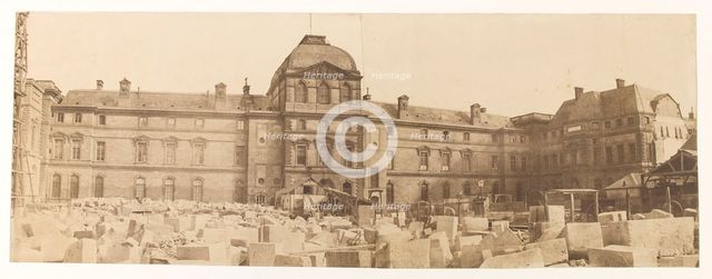 Panorama: works at the Louvre towards the Pavillon de l'Horloge, 1st arrondissement, Paris, end 1854 Creator: Edouard Baldus.