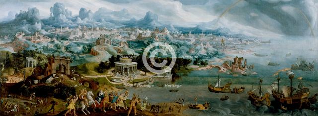 Panorama with the Abduction of Helen Amidst the Wonders of the Ancient World, 1535. Creator: Maerten van Heemskerck.