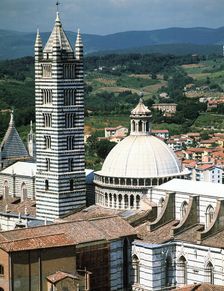 Panorama to Cathedral, Sienna, Tuscany, Italy