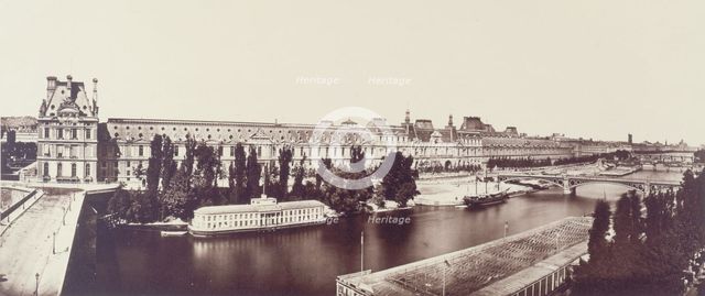 Panorama taken from the left bank towards quai des Tuileries, 1st arrondissement, Paris, c1862-1872. Creator: Unknown.