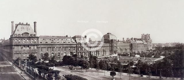 Panorama taken from rue de Rivoli towards the facade of the Tuileries, 1st arrondiss..., c1862-1871. Creator: Unknown.
