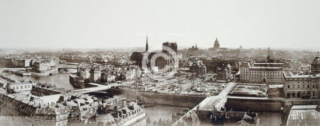 Panorama taken from Saint-Jacques tower showing Ile de la Cité under construction..., c1862-1872. Creator: Unknown.