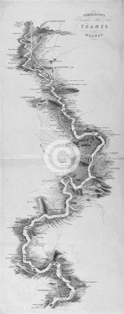 Panoramic map of the River Thames, 1850. Artist: Anon