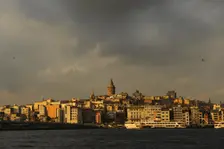 Panoramic district of Beyoglu with Galata Tower, Istanbul, Turkey, 2013. Creator: LTL