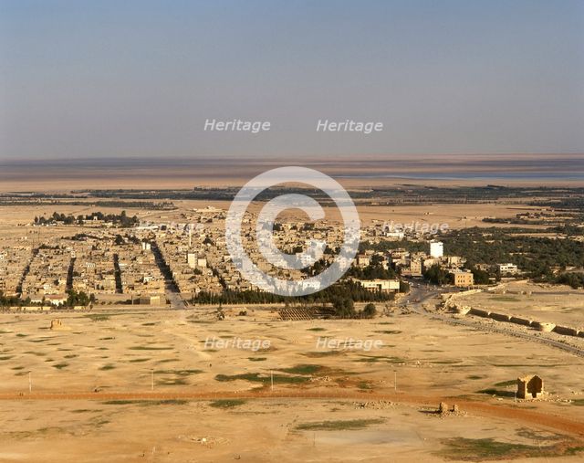 Panoramic landscape, Tadmur, near ancient Palmyra/Tadmor, Syrian Arab Republic, 1999.  Creator: LTL.