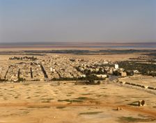 Panoramic landscape, Tadmur, near ancient Palmyra/Tadmor, Syrian Arab Republic, 1999. Creator: LTL