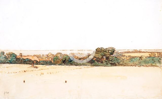 Panoramic Landscape: The Village of Gruchy, between c1866 and c1871. Creator: Jean Francois Millet.