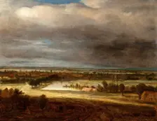 Panoramic Landscape with a Village, between c1648 and c1649. Creator: Philip Koninck