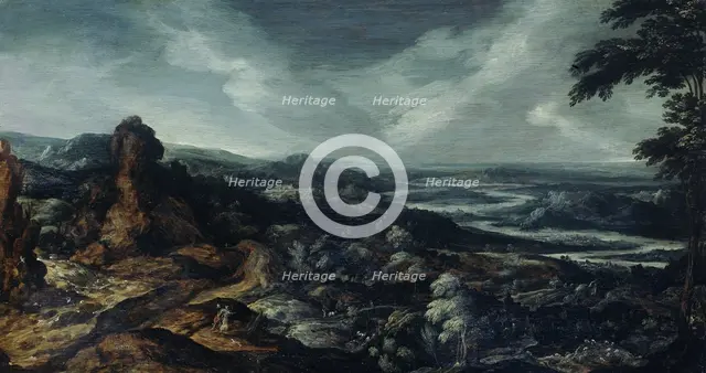 Panoramic Landscape with Tobias and the Angel, 1615-1625. Creator: Kerstiaen de Keuninck.