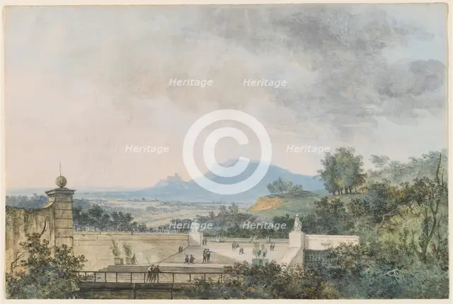 Panoramic View across a Terraced Park, 1780/1790. Creator: Louis Gabriel Moreau.