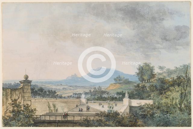 Panoramic View across a Terraced Park, 1780/1790. Creator: Louis Gabriel Moreau.
