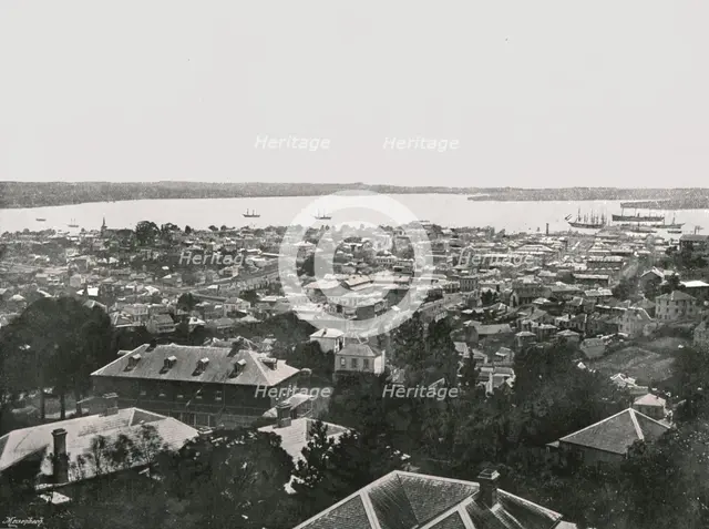 Panoramic view from the hills, Auckland, New Zealand, 1895.  Creator: Unknown.