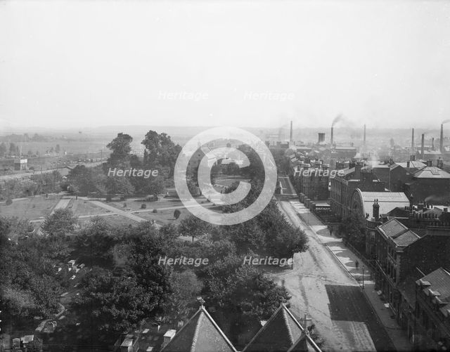 Panoramic view from the tower of St Lawrence's Church, Reading, Berkshire, 1875. Creator: Henry Taunt.