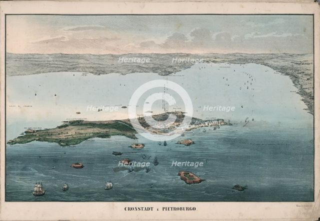 Panoramic view of Kronstadt, 1853. Creator: Civelli, Giuseppe (1816-1882).